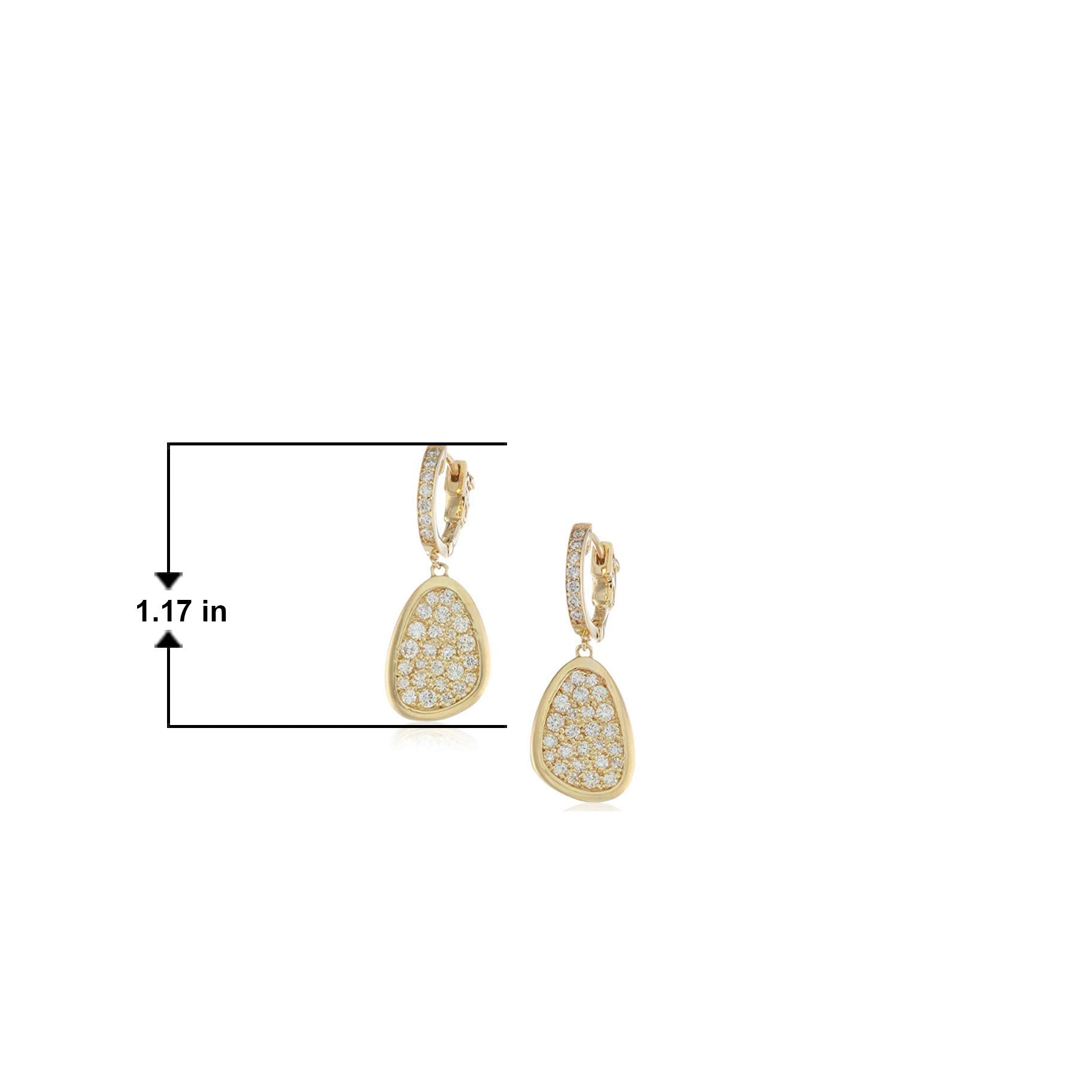 AGS Certified 14K Yellow Gold 1-1/3 Cttw Diamond Leaf Dangle Earrings (H-I Color, I1 Clarity)