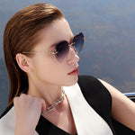 Load image into Gallery viewer, BOLON Women Lady Elegant Titanium Rimless Irregular Diamond-cut Oversized Trendy Sunglasses BL7191 Nolita 59mm, Exclusive Eyewear Brand of EssilorLuxottica
