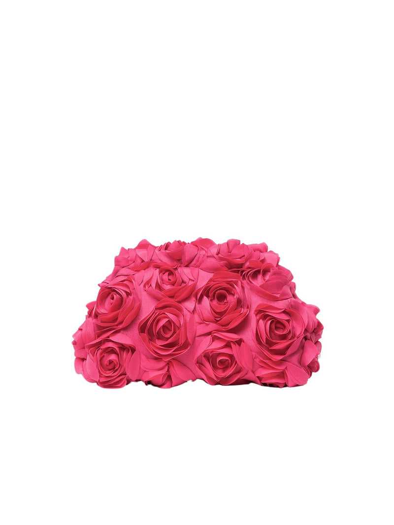Verdusa Women's 3D Flower Clutch Evening Bag Floral Purses Party Prom Handbags Hot Pink One-Size