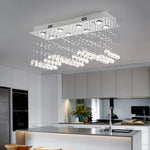 Load image into Gallery viewer, Maxax Rectangle Crystal Raindrop Chandelier, 8 Lights Modern Flush Mount Pendant Lighting, K9 Clear Ceiling Light Fixture, for Living Room, Bedroom, Dining Room, Kitchen Island
