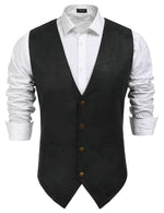 Load image into Gallery viewer, COOFANDY Men's Suede Leather Cowboy Vest Casual Western Wedding Vest Jacket Slim Fit Waistcoat

