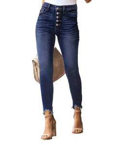 Allimy Womens High Waisted Boyfriend Skinny Stretchy Ripped Jeans for Women Trendy Jeggings Destroyed Denim Pants Capri Leggings Mom Jeans Dark Blue 8
