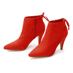 Load image into Gallery viewer, Womens Pointed Toe Heels Ankle Booties Kitten Stiletto Bowtie Strappy Fall Dress Boots Shoes
