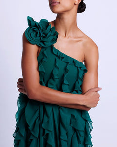 PATBO, Rosette One Shoulder Gown, 4, Galapagos