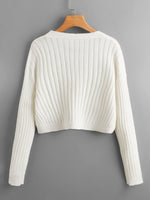 Load image into Gallery viewer, SweatyRocks Women&#39;s Long Sleeve Button Front V Neck Soft Knit Cardigan Sweaters Solid White S
