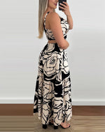 Load image into Gallery viewer, CHICME Summer Dresses for Women 2026 Sleeveless Casual Boho Maxi Dress Square Neck Hollow-Out Floral A Line Black Dress-M
