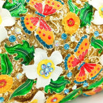 Load image into Gallery viewer, Boutique De FGG Flowers &amp; Butterfly Women Crystal Clutch Evening Bag Wedding Party Rhinestone Handbags (Small,Orange White)
