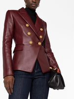 Load image into Gallery viewer, SID Genuine Lambskin Leather Burgundy Women’s Single Button Blazer with Full Sleeves Suit Style for Office Wear Medium
