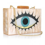 Load image into Gallery viewer, Gets Acrylic Clutch Purses for Women Eyes Evening Bag Glitter Box Clutch Purse Handbags Crossbody Bag (X White)
