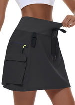 Load image into Gallery viewer, MIVEI Women's Hiking Cargo Skort Skirt High Waisted Golf Dressy Casual with Zipper Pockets Workout Sport Quick Dry Skirts Black
