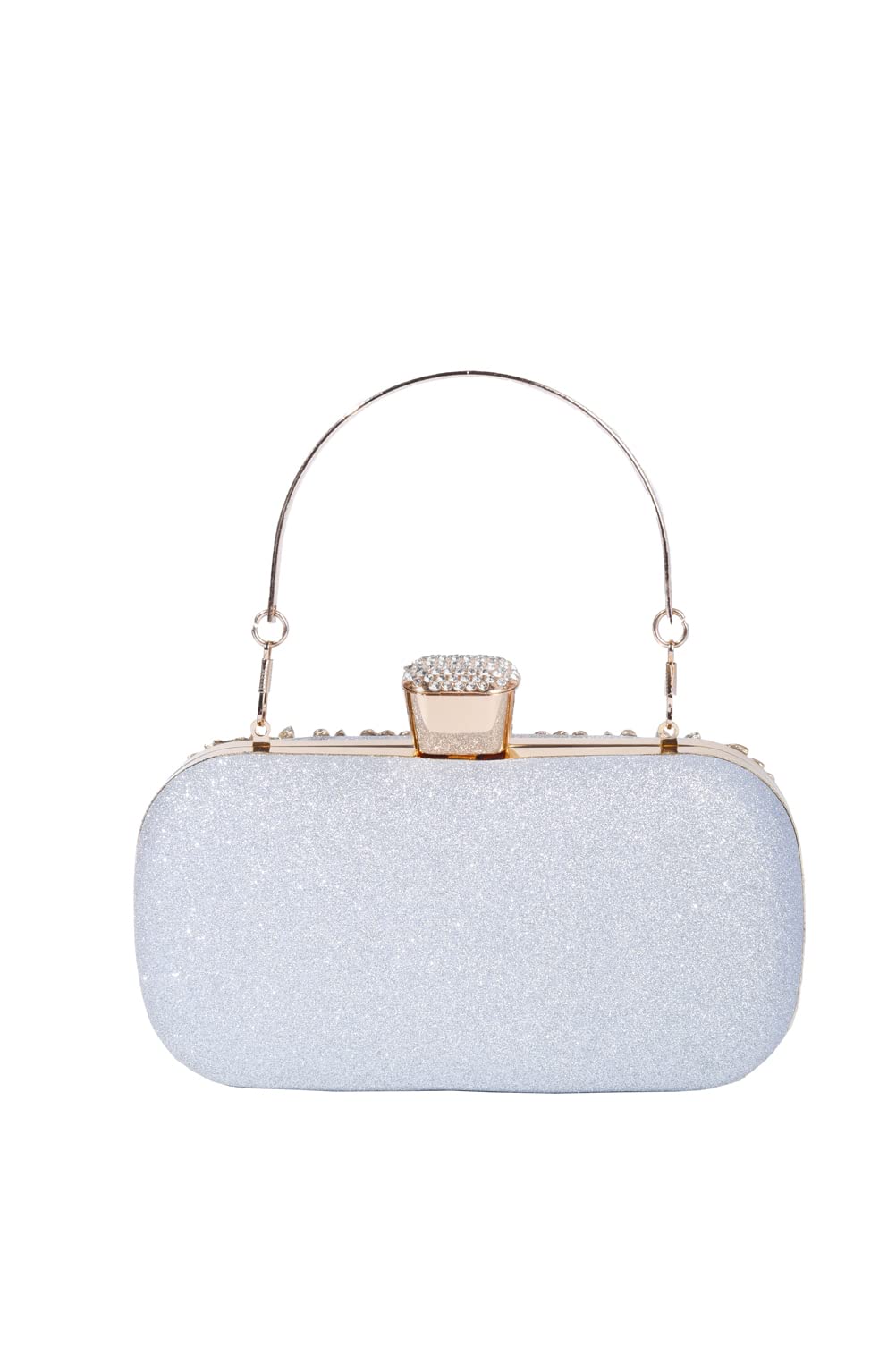 Covelin Women's Rhinestone Decorated Evening Bag, Tote Shoulder Crossbody Handbag with Chain (Silver)
