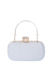 Covelin Women's Rhinestone Decorated Evening Bag, Tote Shoulder Crossbody Handbag with Chain (Silver)