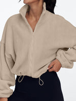 Load image into Gallery viewer, AUTOMET Womens Fleece Jackets Zip Up Oversized Sweatshirts Winter Clothes Long Sleeve Crop Sherpa Fall Outfits Fashion Khaki M
