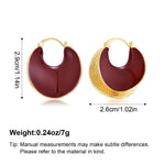 Load image into Gallery viewer, YUJIE Unique Chunky Hoop Earrings for Women- Burgundy Gold-Tone Textured Statement Jewelry
