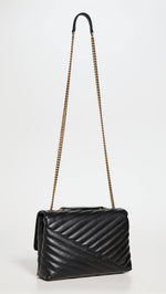 Load image into Gallery viewer, Tory Burch Women's Kira Chevron Convertible Shoulder Bag, Black, One Size

