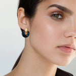 Load image into Gallery viewer, Black Dangle Earrings for Women Statement Chunky Small Gold Drop Earrings Door Knock Shape Dangling Earrings Party Jewelry
