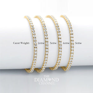 The Diamond Channel CERTIFIED 14 Karat Solid Gold LAB GROWN Diamond Tennis Bracelet. Push Safety Lock, 7 Inch Length (E-F Color, VS1-VS2 Clarity) (yellow-gold, 1 cttw)
