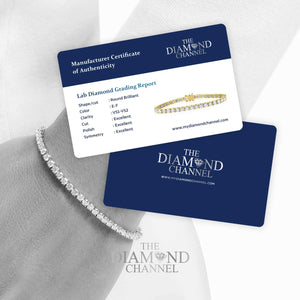 The Diamond Channel CERTIFIED 14 Karat Solid Gold LAB GROWN Diamond Tennis Bracelet. Push Safety Lock, 7 Inch Length (E-F Color, VS1-VS2 Clarity) (yellow-gold, 1 cttw)