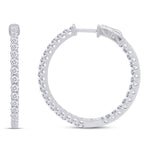 Load image into Gallery viewer, Inside Out Hoop Earrings for Women Round Lab Created Moissanite or Lab Grown Diamond Hoops in 14k White Gold Plated 925 Sterling Silver Fine Jewelry
