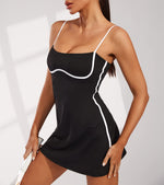 Load image into Gallery viewer, Move With You Womens Workout Tennis Dress with Built-in Bra &amp; Shorts Pockets Sleeveless Exercise Golf Dresses(Black,S1)
