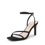 Load image into Gallery viewer, DREAM PAIRS Women’s High Stilettos Heels Open Toe Square Sandals Ankle Strap Pumps Sexy Comfort Strappy Dress Shoes Party Wedding Heeled Sandals,Size 9,Black-Nubuck,DWUMHS2563
