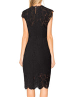 Load image into Gallery viewer, MEROKEETY Women's Sleeveless Lace Floral Elegant Cocktail Dress Crew Neck Knee Length for Party, Black, Medium
