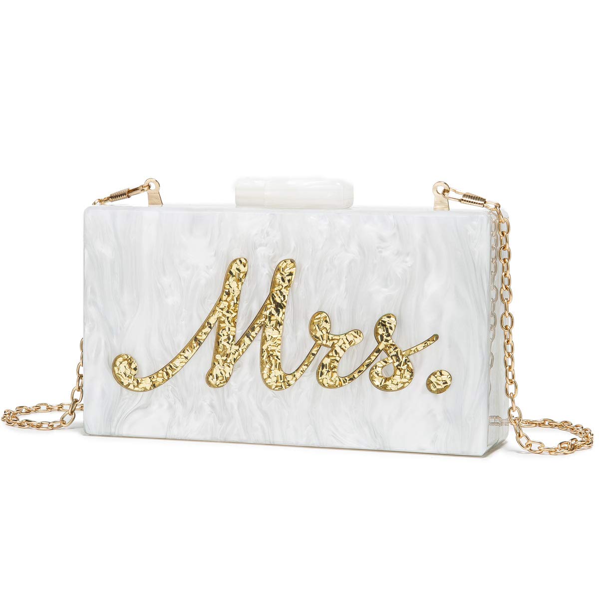 MRS Clutch Purse Women Evening Handbag Acrylic Clutch Bag for Bride Party GLD