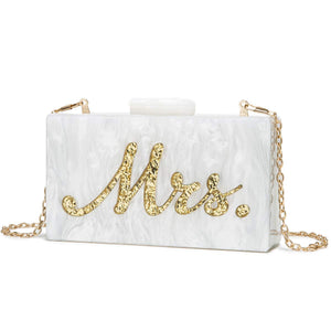 MRS Clutch Purse Women Evening Handbag Acrylic Clutch Bag for Bride Party GLD