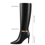 Load image into Gallery viewer, Adrizzlein Black Knee High Boots Women Pointed Toe Stiletto Tall Boots Sexy High Heel Long Boots Fashion Dress Shoes With Side Zipper Black Size 8.5
