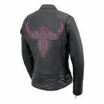 Load image into Gallery viewer, Milwaukee Leather MLL2570 Women's 'Phoenix Embroidered' Black and Purple Motorcycle Leather Jacket - X-Large
