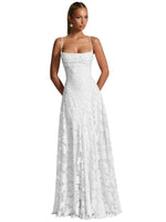 Load image into Gallery viewer, MCOLLNAS White Formal Dresses for Women A Line Cowl Neck Chiffon Evening Formal Dresses US8
