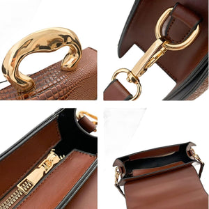 WIGUYUN Women Patent Leather Alligator Purse Crocodile Evening Handbag Clutch Bag Shoulder Cross Body Envelope Bag,Brown