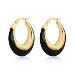 Load image into Gallery viewer, Milan Chiva Gold Hoop Earrings for Women 14k Gold Plated Huggie Earrings Enamel Chunky Statement Jewelry Gifts MCE-1005BK
