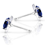 Load image into Gallery viewer, Kobelli Blue Sapphire and Diamond Earrings 1 1/2 Carat (ctw) in 14k White Gold
