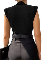 Load image into Gallery viewer, LYANER Women's Wraped V Neck Ruched Sleeveless Tank Leotard Bodysuit Tops Black Medium
