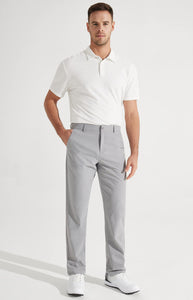 Libin Mens Golf Pants Stretch Work Dress Pants 30" Quick Dry Lightweight Business Casual Pants for Men Comfy Water Resistant, Light Grey, 30W x 30L
