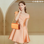 Load image into Gallery viewer, CORIOS Evening Bag for Women Square Box Clutch Bag Bridal Wedding Purse Sparkly Sequin Handbag Elegant Shoulder Bag With Chain Glitter Crossbody Bag for Cocktail Prom Party Banquet Orange
