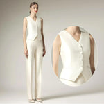 Load image into Gallery viewer, YSMLOIU 3 Pieces Womens Satin Suits Slim Fit Suit for Women Casual Dressy Pantsuits Womens' Tuxedo Formal Outfits Red 10
