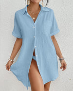 Load image into Gallery viewer, Bsubseach Women Swimsuit Coverup Shirt Dress Button Down Bathing Suit Cover Up Beachwear Sky Blue M
