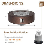 Load image into Gallery viewer, COSIEST Outdoor Propane Fire Pit Coffee Table w Dark Bronze 40.5&quot; Round Base Patio Heater, CSA Certified, 50,000 BTU Stainless Steel Burner, Wind Guard, Transparent Gray Fire Glass, Waterproof Cover
