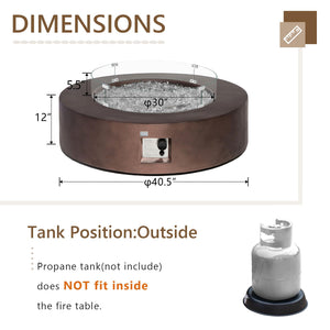 COSIEST Outdoor Propane Fire Pit Coffee Table w Dark Bronze 40.5" Round Base Patio Heater, CSA Certified, 50,000 BTU Stainless Steel Burner, Wind Guard, Transparent Gray Fire Glass, Waterproof Cover