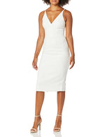Load image into Gallery viewer, Dress the Population Women&#39;s LYLA Solid Sleeveless Fitted MIDI Sheath Dress Dress, Off White, M
