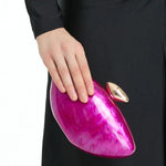 Load image into Gallery viewer, WuDiaoer Cute Shell Shape Acrylic Clutch Trendy Egg Purses and Handbags Bridal Wedding Purse for Women Evening Party, Rose Red
