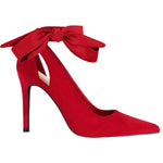 Load image into Gallery viewer, Fashare Womens Bow Heels Closed Toe Stiletto High Heel Sexy Wrap Tie Removable Strap Pumps Dress Shoes, C-Red, Size 7

