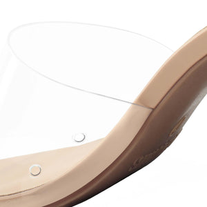 DREAM PAIRS Women's Square Open Toe Heels Sandals Low Block Chunky Heeled Sandals Slide Sandals Slip on Comfortable Casual Pumps Shoes,Size 8,Nude-Clear,SDHS2432W