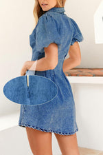 Load image into Gallery viewer, KDF Summer Dress for Women Puff Sleeve Slim Fit Jean Dresses for Women 2025 Casual
