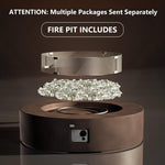 Load image into Gallery viewer, COSIEST Outdoor Propane Fire Pit Coffee Table w Dark Bronze 40.5&quot; Round Base Patio Heater, CSA Certified, 50,000 BTU Stainless Steel Burner, Wind Guard, Transparent Gray Fire Glass, Waterproof Cover

