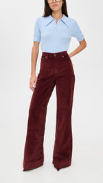 Load image into Gallery viewer, rag &amp; bone Women's Skylar High-Rise Corduroy Trousers, Burgundy, Red, 34
