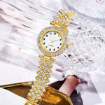 Load image into Gallery viewer, SENRUD Luxury Quartz Chain Bracelet Watches Women Crystal Diamonds Dress Female Waterproof Wristwatch (Gold)
