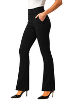 Load image into Gallery viewer, Conceited Womens Dress Pants with Tummy Control - Wear to Work - Stretch High Waisted Slacks with Pockets - Midnight Black - Small
